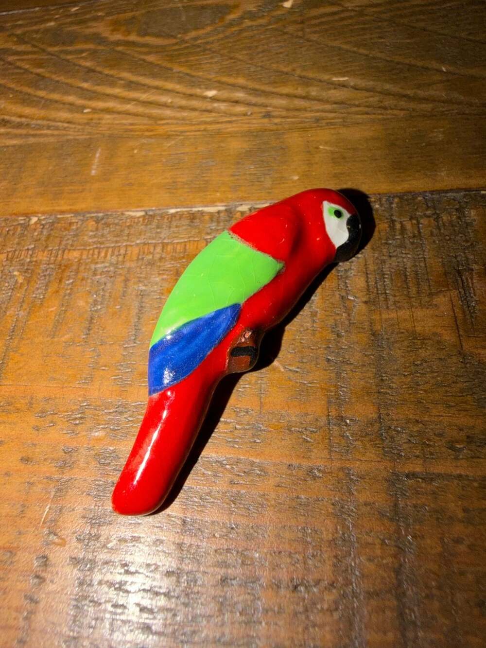 Vintage Ceramic Parrot Macaw Brooch Pin